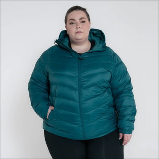 Teal Puffer Jacket Women’s Plus Size Packable Down Hooded Outerwear Spring Fall