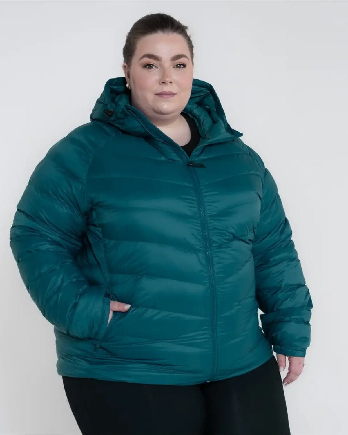 Teal puffer jacket with hood from Women’s Plus Size Packable Down Jacket Outerwear