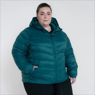 Teal puffer jacket with hood from Women’s Plus Size Packable Down Jacket Outerwear