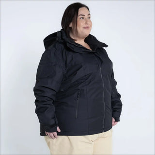 Black hooded winter jacket from Snow Country Outerwear Women’s Plus Size Ski Coat