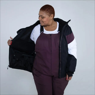 Woman in winter outerwear wearing Snow Country Plus Size Ski Jacket Coat Moonlight