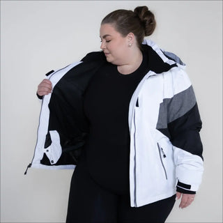 White gray and black insulated winter ski jacket for women in plus size Snow Country Outerwear