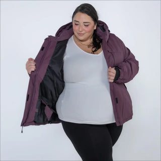 Plum-colored plus-size winter coat from Snow Country Outerwear for women 1X to 6X