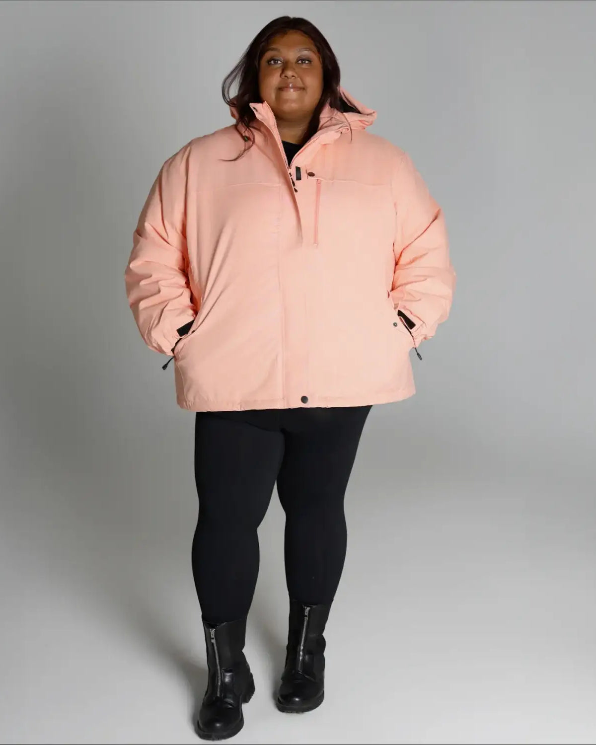 Peach-colored Puffer Jacket from Snow Country Outerwear Women’s Plus Size Fortress Collection