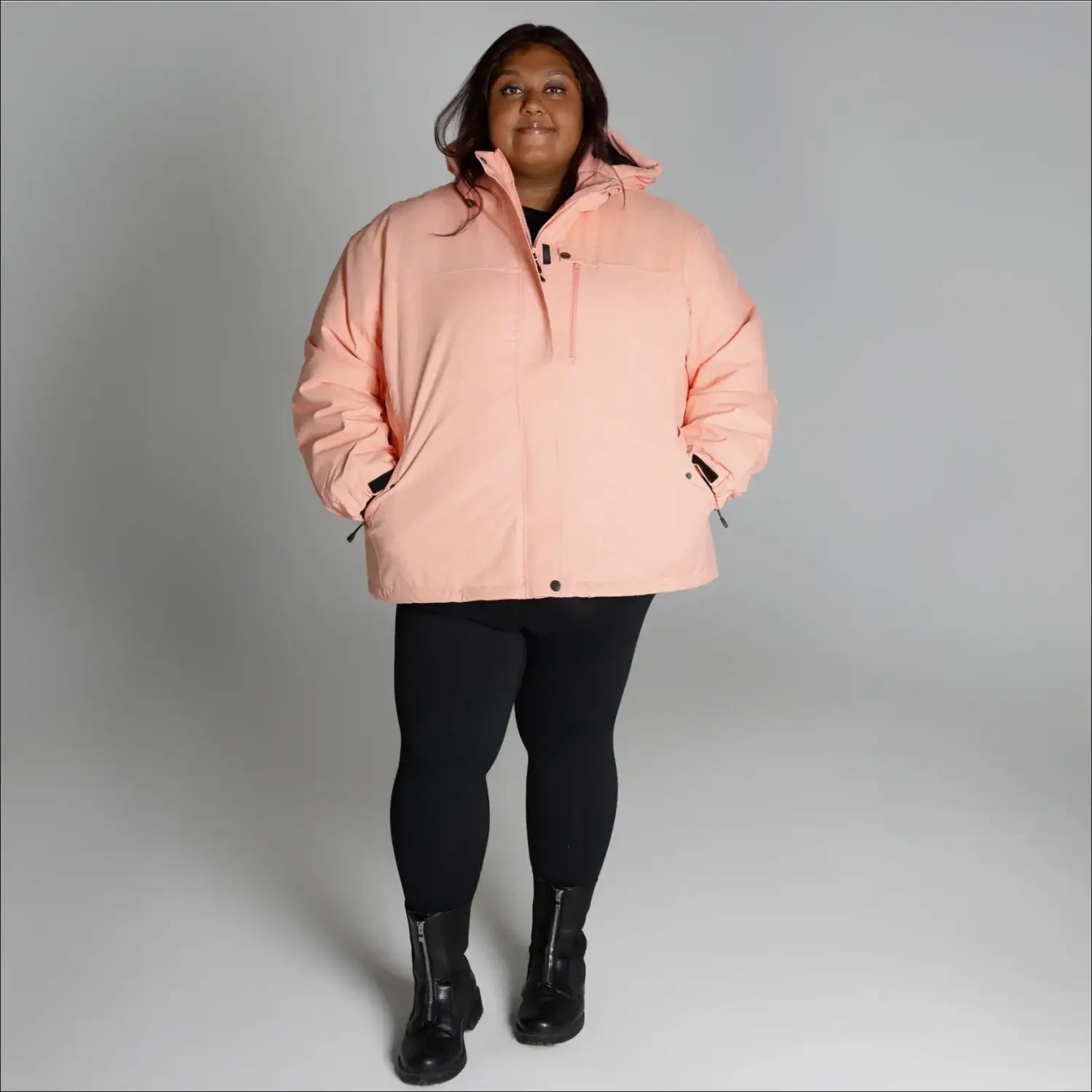 Peach-colored Puffer Jacket from Snow Country Outerwear Women’s Plus Size Fortress Collection