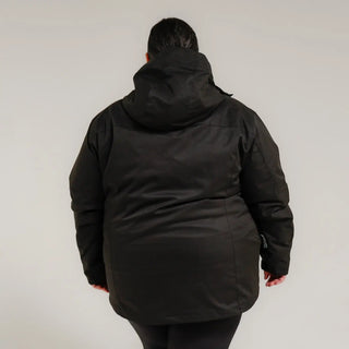 Black hooded winter coat from Women’s Plus Size 1X-6X Winter Down Alternative 3-in-1 Coat Jacket Snow Country Outerwear Alps