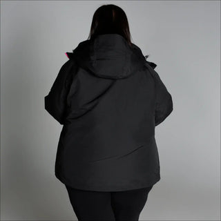 Women’s Plus Size 1X-6X Black Hooded Winter Down Alternative 3-in-1 Coat Jacket