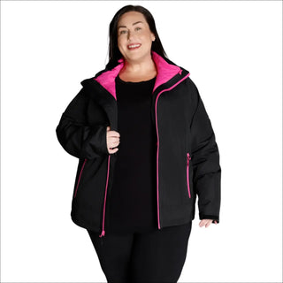 Black winter jacket with pink lining from Women’s Plus Size 1X-6X Winter 3-in-1 Coat