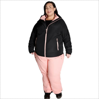 Woman in black and pink winter coat from Women’s Plus Size 1X-6X Snow Country Outerwear