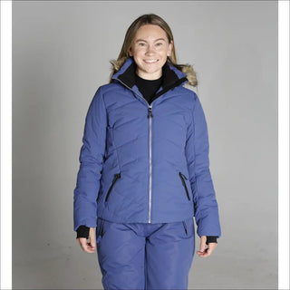 Blue ski jacket and pants from Snow Country Outerwear Womens Vail Winter Ski Coat