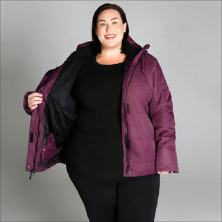 Plum-colored puffer jacket from Snow Country Outerwear Womens Aspen Ski Jacket Coat