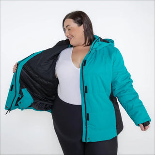 Open teal winter coat from Snow Country Outerwear Womens Aspen Ski Jacket Coat