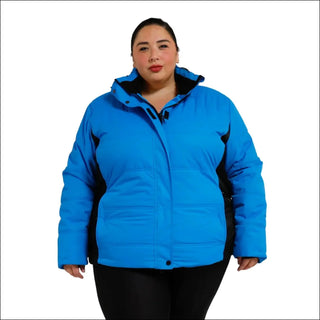 Blue plus-size puffer jacket from Snow Country Outerwear Womens Aspen Ski Jacket Coat