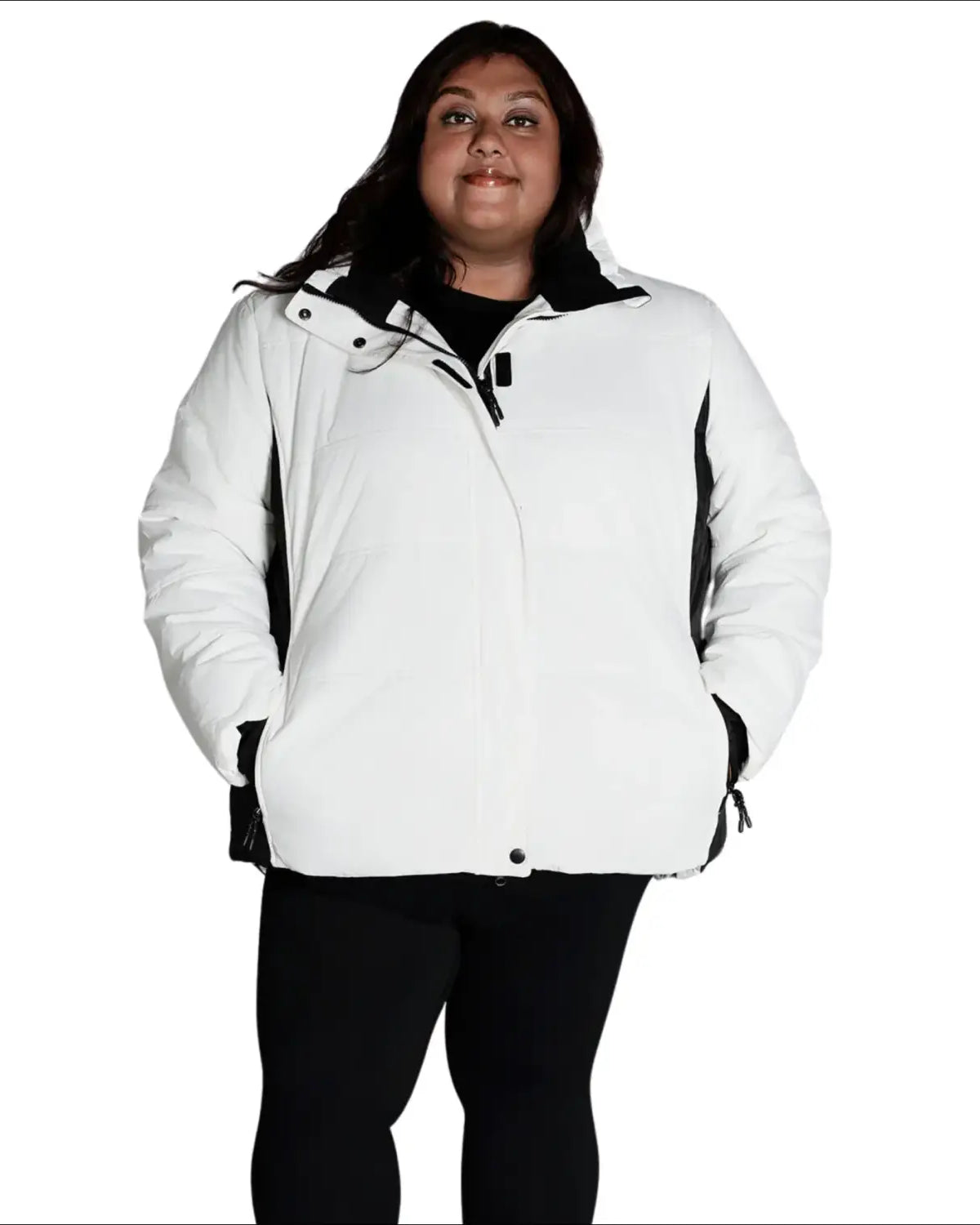 White and black puffer jacket from Snow Country Outerwear Womens Aspen Ski Jacket Coat