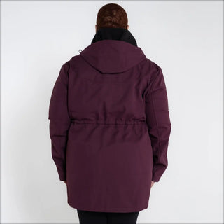 Maroon hooded parka from Women’s Plus Size Stowe 1X-6X Mid Length Soft Shell Jacket