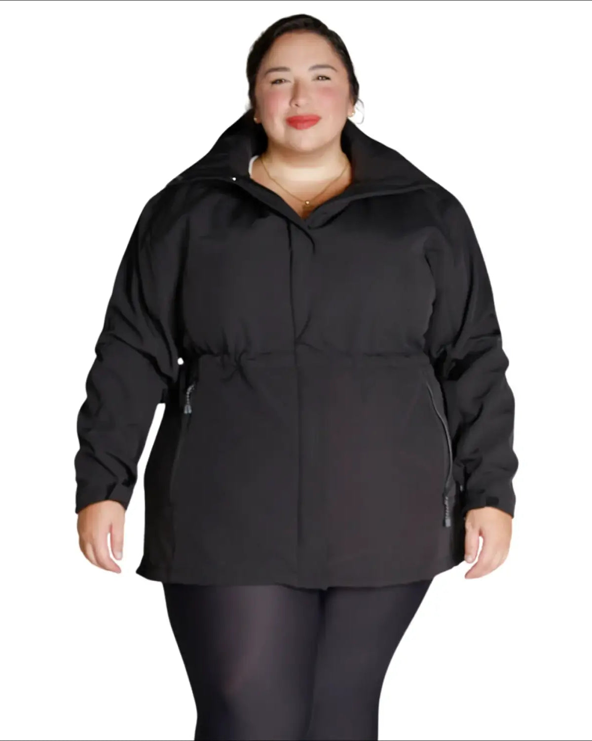 Black plus-size soft shell jacket for women in Stowe 1X-6X mid-length style
