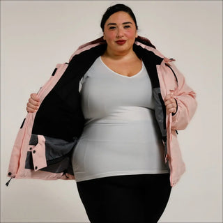 Open pink winter jacket from Women’s Plus Size Insulated Snowboard Ski Coat Outerwear