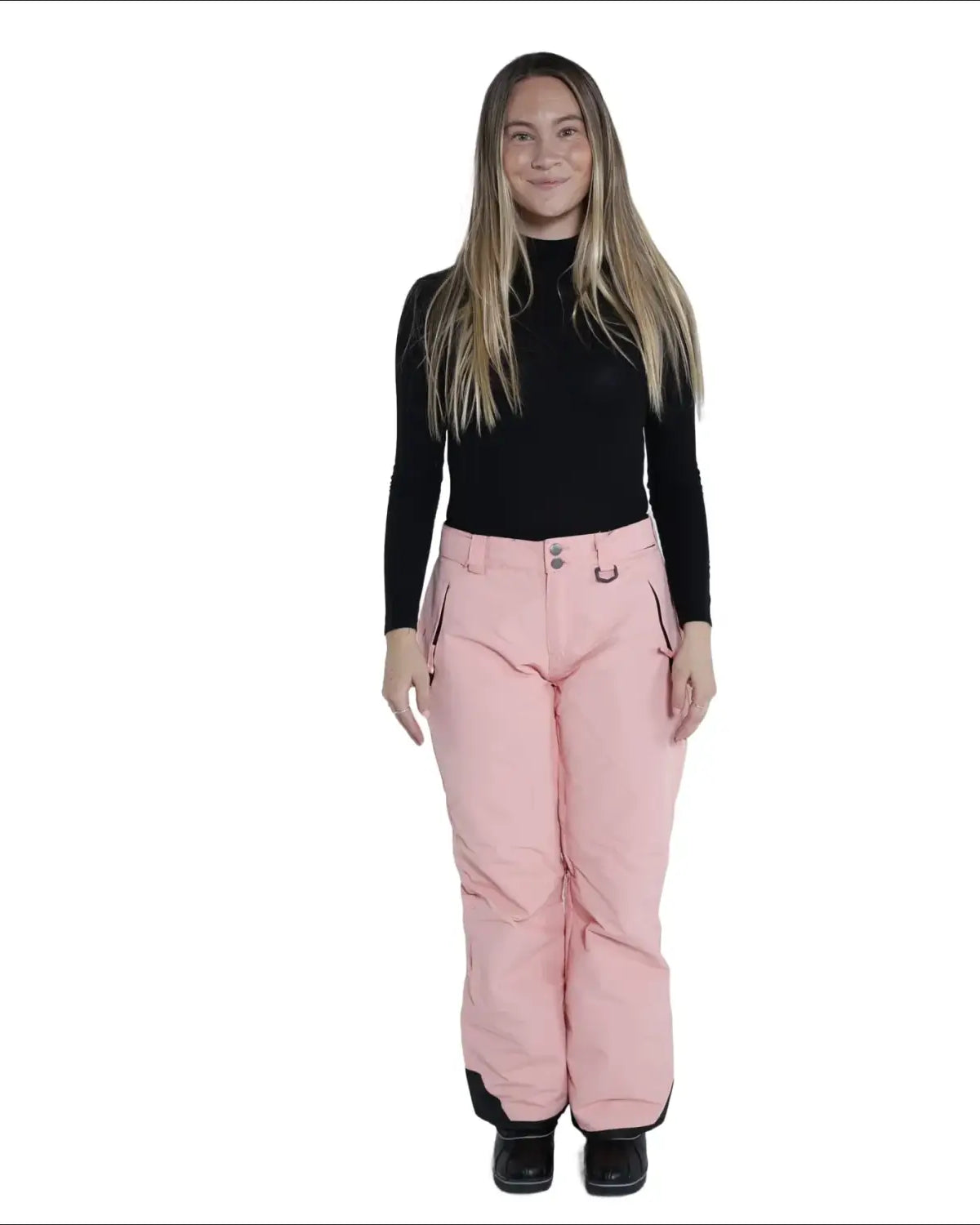 Woman in pink Snow Country Ski Pants for snowboarding and winter outdoor activities