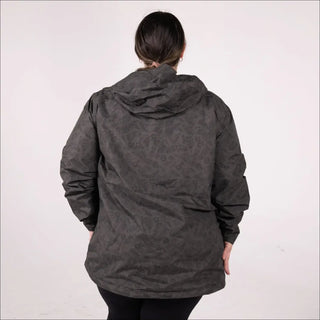 Camouflage hooded plus size rain jacket with printed windbreaker waterproof design