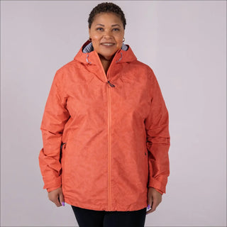 Orange hooded rain jacket for Women Plus Size Waterproof Wind Breaker