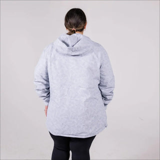 Light gray hooded rain jacket for women plus size waterproof windbreaker