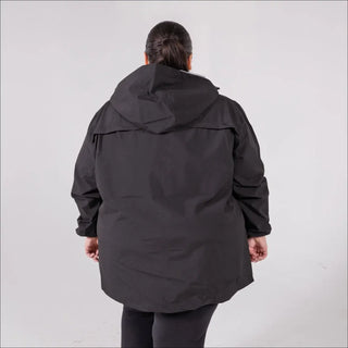 Black hooded raincoat for women plus size waterproof windbreaker Camden spring fall