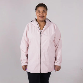 Light pink hooded rain jacket for women plus size waterproof windbreaker coat Camden Spring Fall
