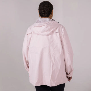 Pink hooded waterproof rain jacket for women plus size Camden Spring Fall collection