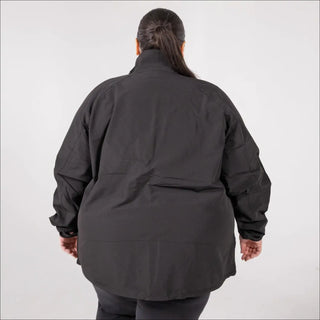 Black oversized stretch rain jacket windbreaker coat for women Plus Size 2X-6X