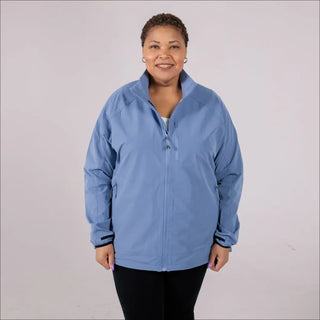 Blue zip-up jacket Women’s Plus Size 2X-6X Stretch Rain Jacket Windbreaker Coat