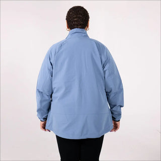 Women’s Plus Size 2X-6X Blue Waterproof Rain Jacket Windbreaker Coat Sabre