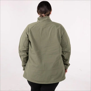 Olive green women’s plus size 2X-6X rain jacket and windbreaker coat