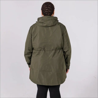 Olive green hooded parka in Women’s Plus Size Rain Jacket Trench Coat Berwick Spring Fall