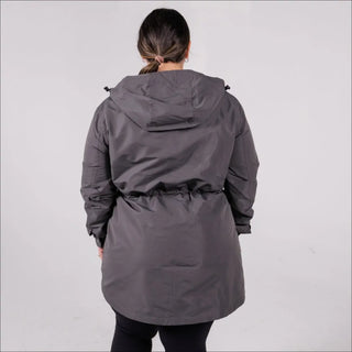Gray hooded parka from Women’s Plus Size Rain Jacket Trench Coat Berwick