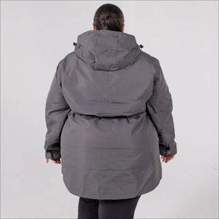 Gray hooded parka from Women’s Plus Size Rain Jacket Trench Coat Berwick for Spring Fall