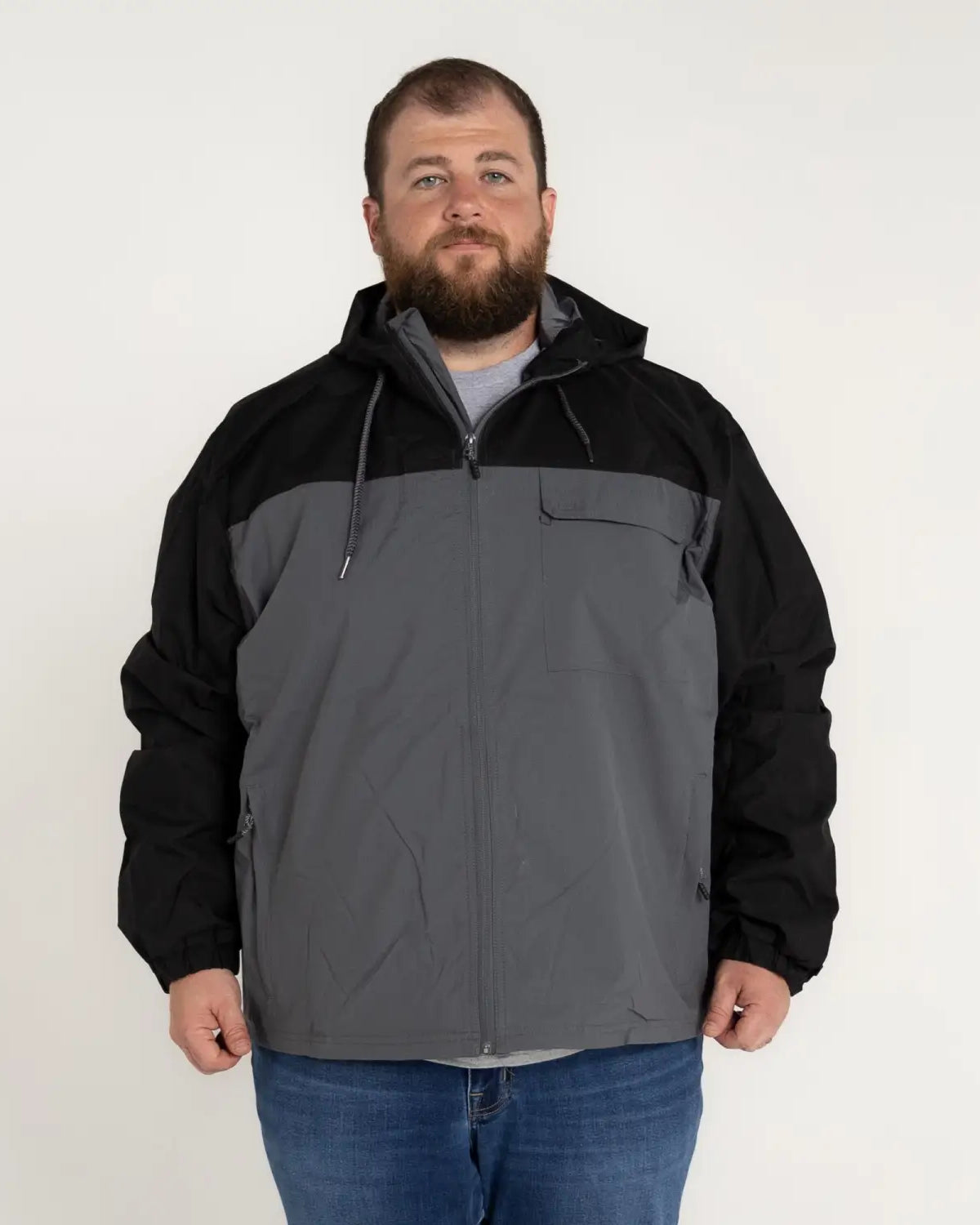 Two-tone hooded jacket from Snow Country Outerwear 3X-7X Men’s Big Rain Jacket Windbreaker
