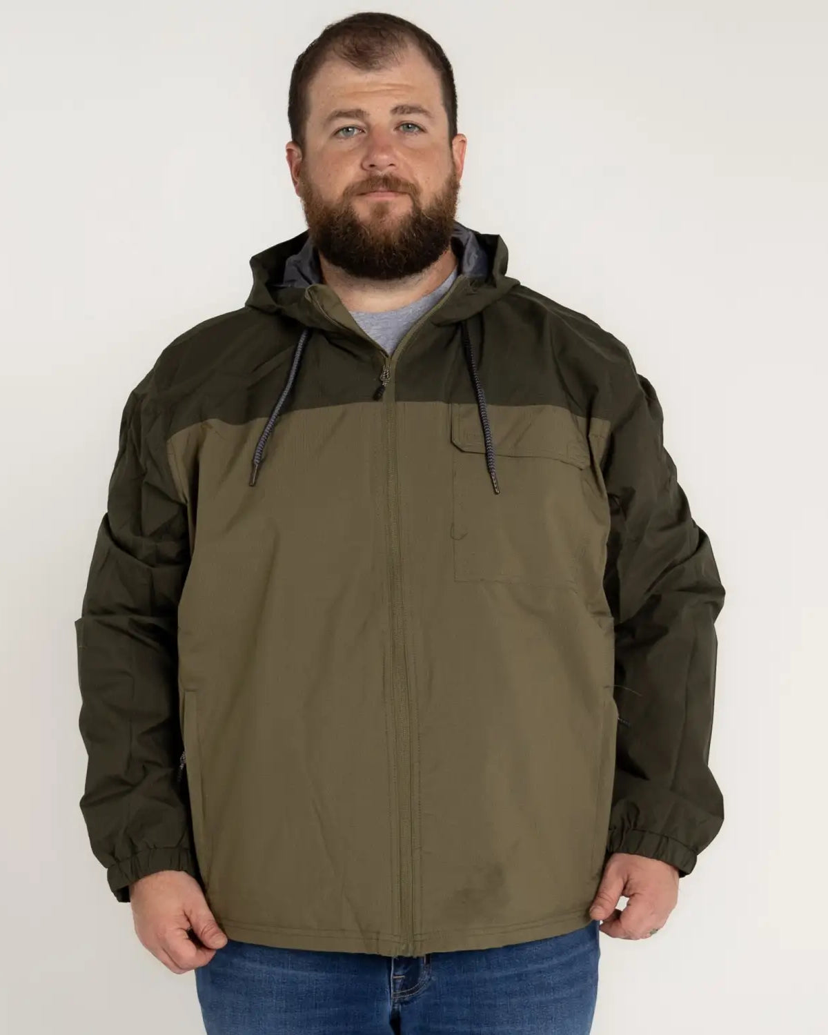 Olive green hooded jacket from Snow Country Outerwear 3X-7X Men’s Big Rain Jacket Windbreaker