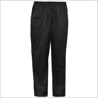 Plus size black packable rain pants for women in 1X to 6X sizes
