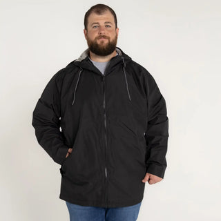 Men’s Big 3XL-7XL Black Hooded Rain Jacket Windguard Windbreaker Coat for Spring Fall