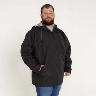 Black hooded winter coat from Men’s Big 3XL-7XL Rain Jacket Windguard Windbreaker Coat Spring Fall