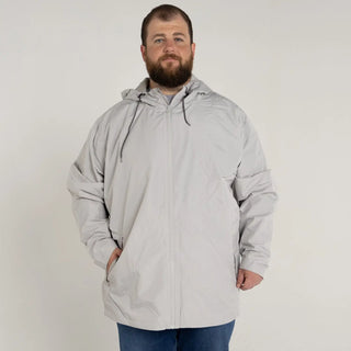 Gray hooded anorak jacket from Men’s Big 3XL-7XL Rain Jacket Windguard collection