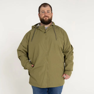 Olive green hooded rain jacket for men in Big 3XL-7XL size, Windguard Windbreaker