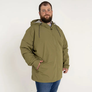 Olive green hooded parka from Men’s Big 3XL-7XL Rain Jacket Windguard collection