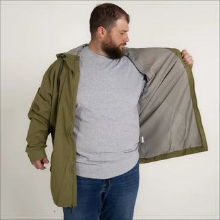 Olive green hooded rain jacket for men, Big 3XL-7XL Windguard Windbreaker coat