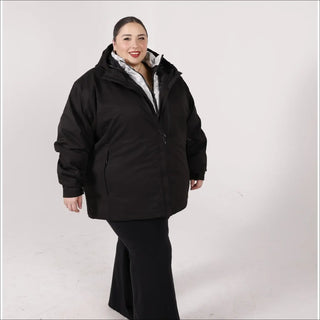 Black oversized winter coat from Women’s Plus Size 1X-6X Winter Down Alternative 3in1 Coat Jacket Snow Country Outerwear Alps