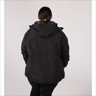 Women’s Plus Size 1X-6X winter black hooded down alternative 3-in-1 coat jacket