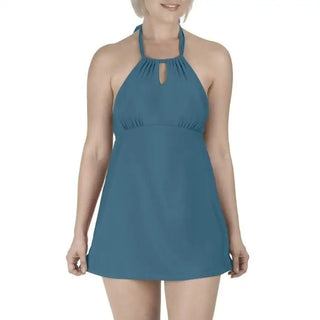 Blue halter neck swim dress from Carole Hochman Women’s Keyhole Swimdress Swimsuit