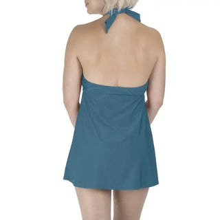 Teal halter-neck swim dress from Carole Hochman Women’s Keyhole Swimdress Swimsuit