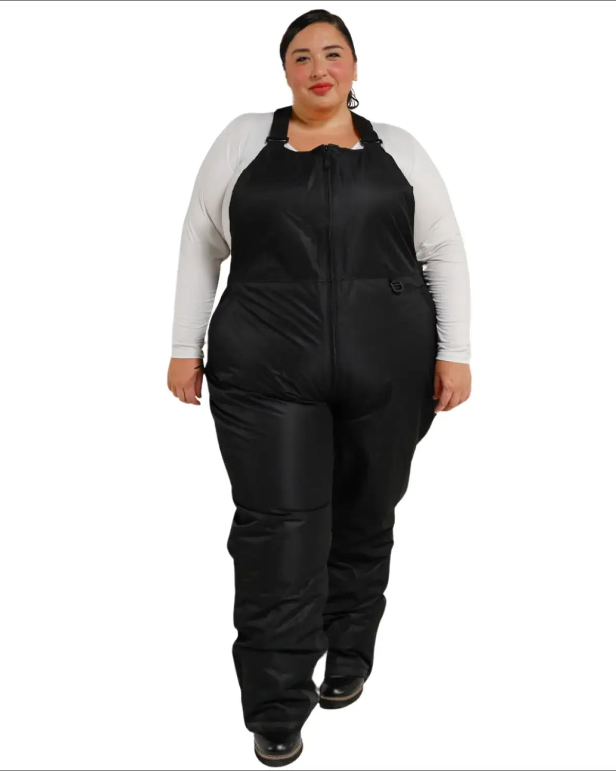 Black insulated snow bib overalls from Snow Country Outerwear for women plus size ski wear