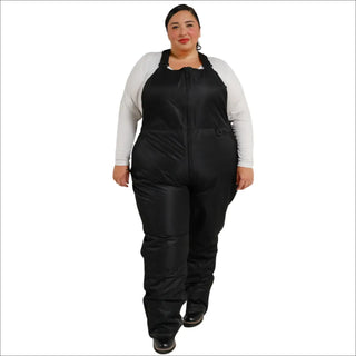 Black insulated snow bib overalls from Snow Country Outerwear for women plus size ski wear